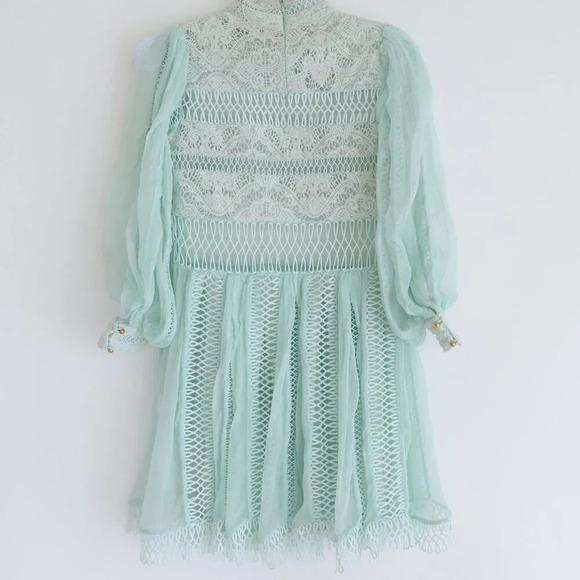 Zimmerman Rhythm Spiral Empire Dress Mint Green Lace & Chiffon Dress Size 0 - Picture 10 of 16